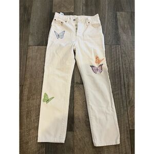Levi's Women's 501 Original Fit Jeans Butterfly Print Size 25‎